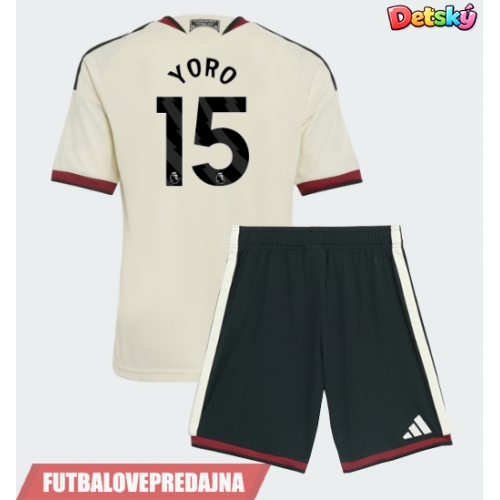 Lacne Dětský Futbalové dres Manchester United Leny Yoro #15 2026-27 Krátky Rukáv - Tretina (+ trenírky)